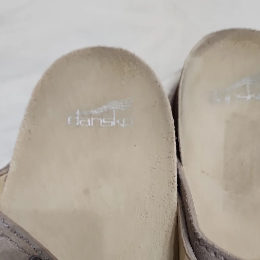 Dansko Taupe and Gray Slip-On Shoes - Picture 4 of 9